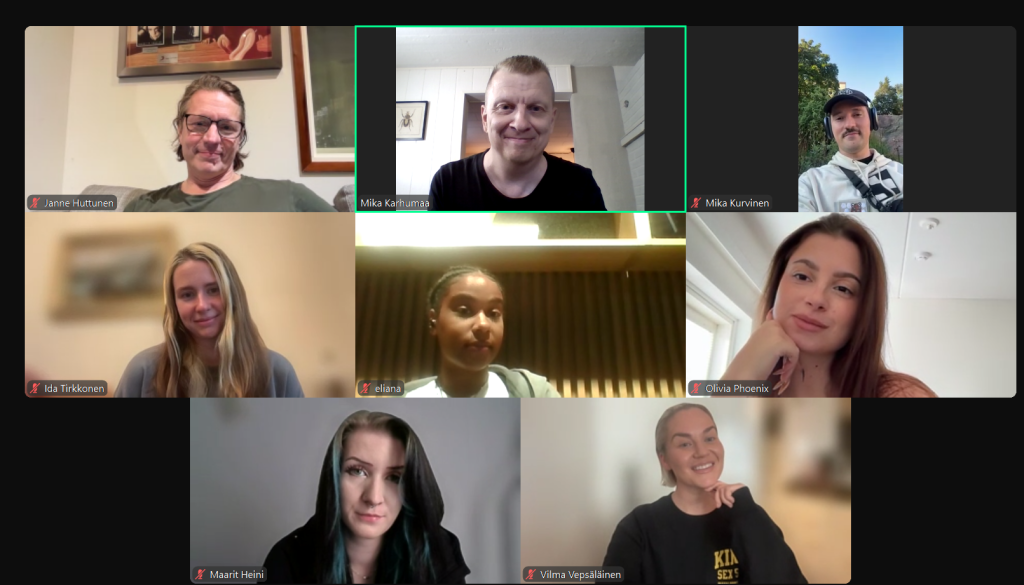 Here's our group - Eliana Owusu Ansah, Ida Tirkkonen, Mika Kurvinen, Maarit Heini, Jasper Pankalainen, Viivi Kakko, Vilma Vepsalainen, Olivia Phoenix, Vivian Willberg and Mika Karhumaa