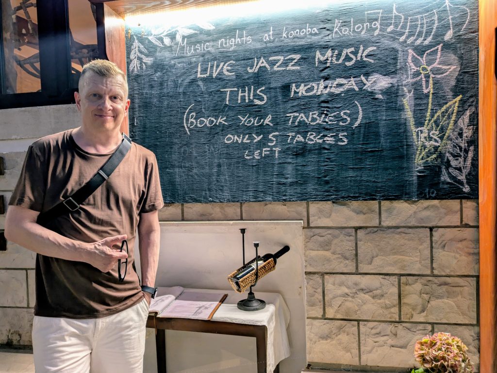 It's all about artist management, even when on holiday. Here's me at Cavtat, Croatia - in front of Konoba Kolona Jazz Bar